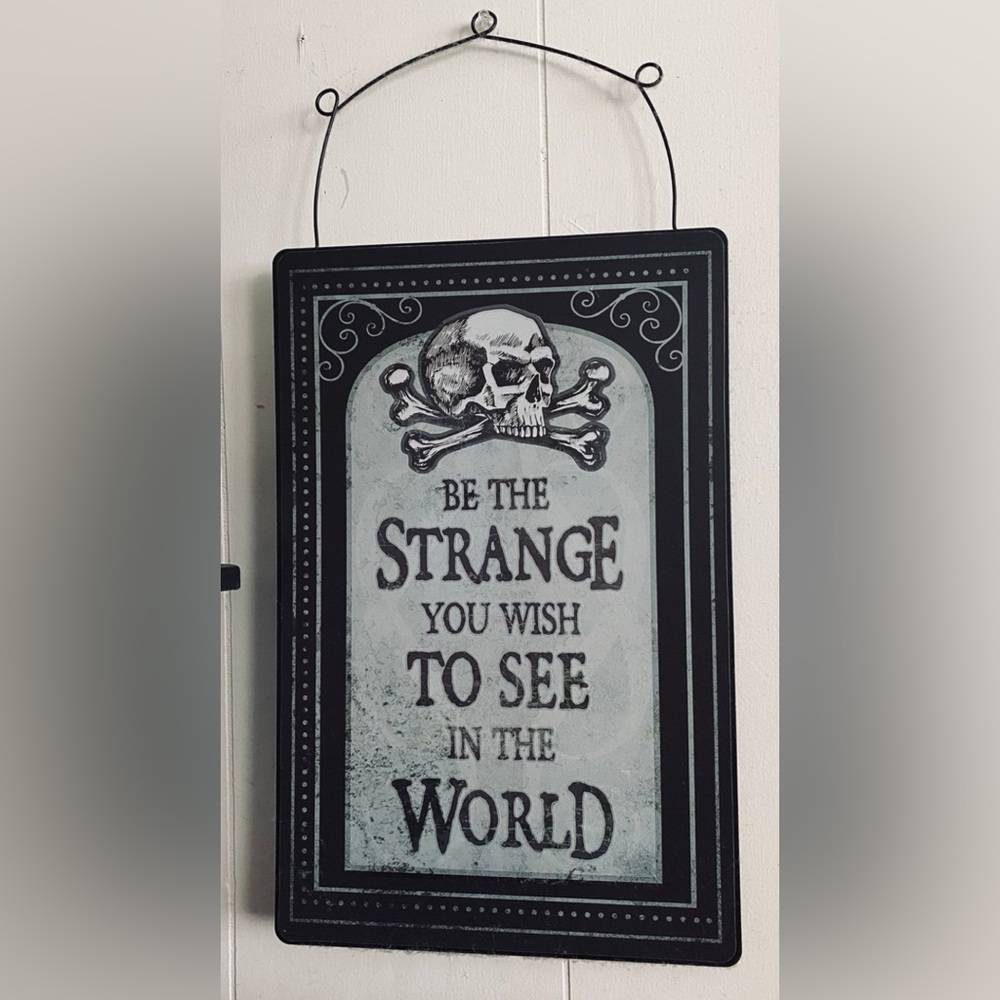 Tin Halloween Sign Strange World Gothic Home